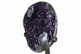 Deep-Purple Amethyst Geode With Metal Stand - Uruguay #368347-3
